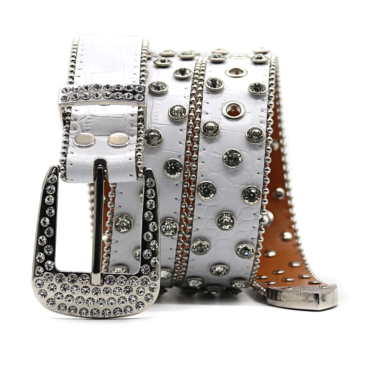 Superior Punk Style Studded Belts for Women Y2K Rhinestone Female Belt Leather Ladies Waist Strap Decoration