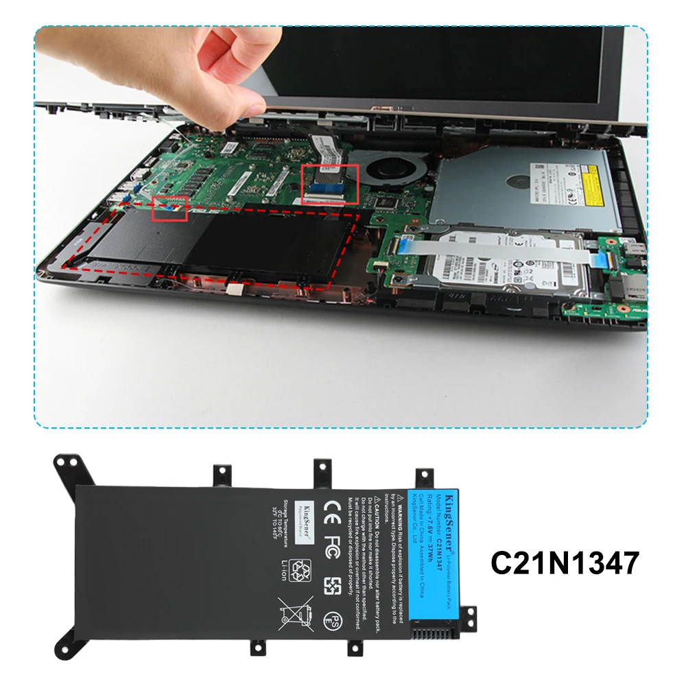 7.6V 37WH KingSener C21N1347 Laptop Battery For ASUS X554L X555 X555L X555LA X555LD X555LN X555MA 2ICP4/63/134 Free Tools