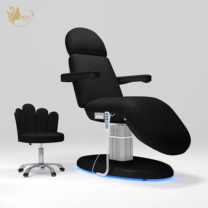 Buff Synthetic Leather Electric Massage Table With Metal Frame Foldable Salon Bed For Spa Beauty Esthetician Commercial Use