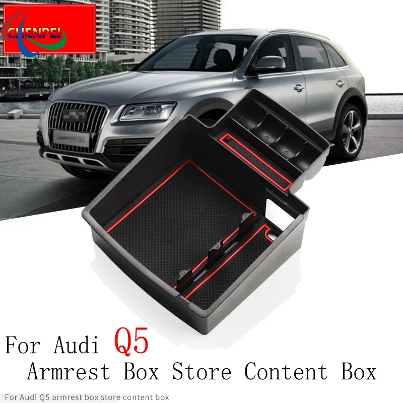 

Car Central Armrest Storage Box For Audi Q5 Center Console Organizer Containers Tray Accessories