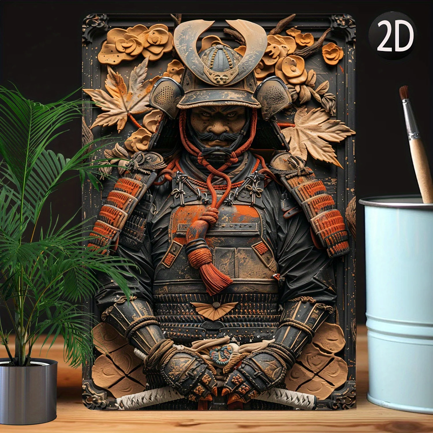 

Japanese Samurai Wall Art Decor - Metal Sign for Home, Durable Autumn Themed Vintage Decoration for Bedroom, Living Room, Store