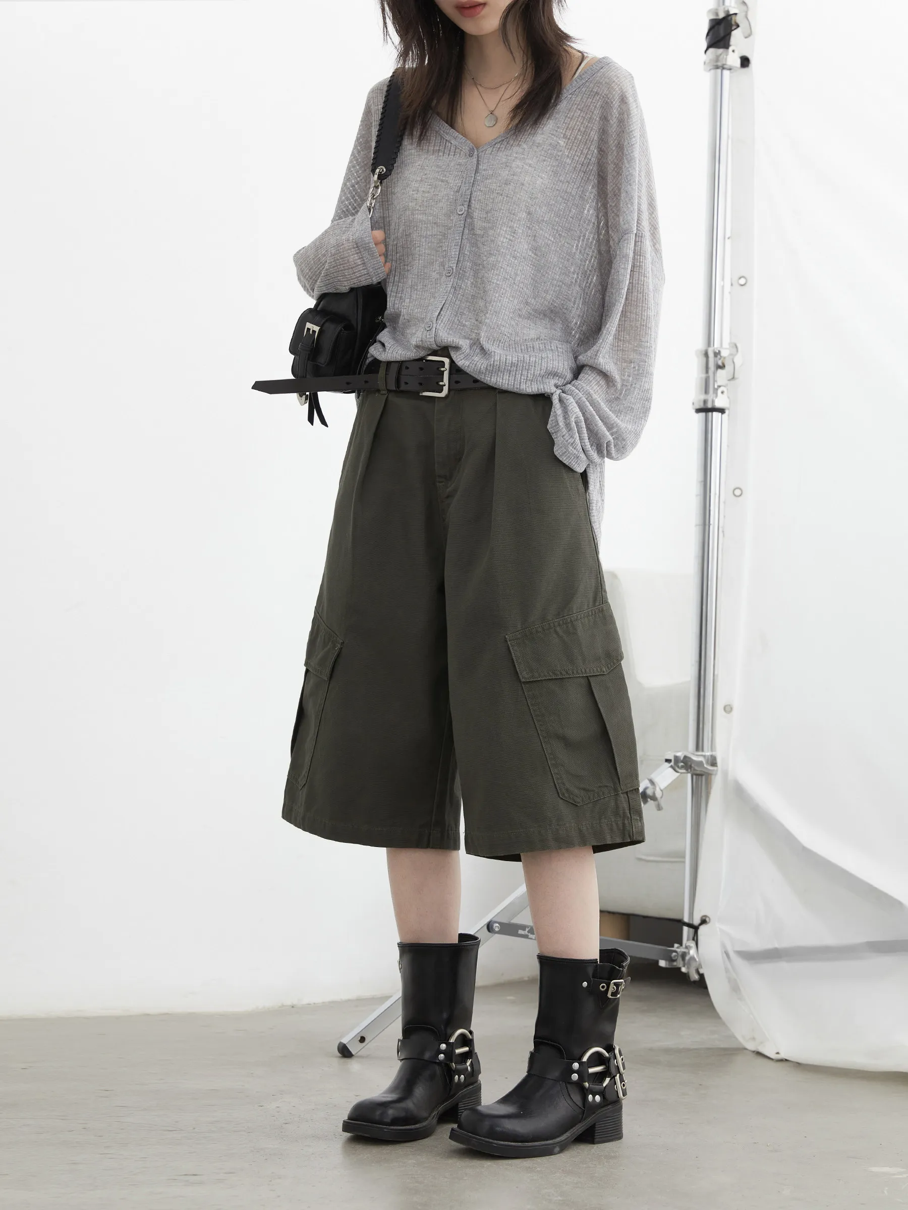 CHIC VEN New Women Short Pant High Waist Loose Casual Solid Female Short Jeans Cotton Female Trousers Cargo Pants Summer 2026