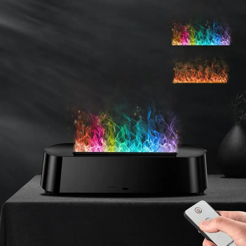 

200ML Colorful Flame Humidifier, 1 Piece Waterless Auto Off & Ultra-quiet Air Humidifier with LED Light & Remote Control, Desk