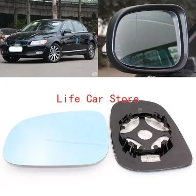 

For Volvo S80 L wide-angle reflective reversing lens Side View Door Mirror Blue Glass With Base Heated