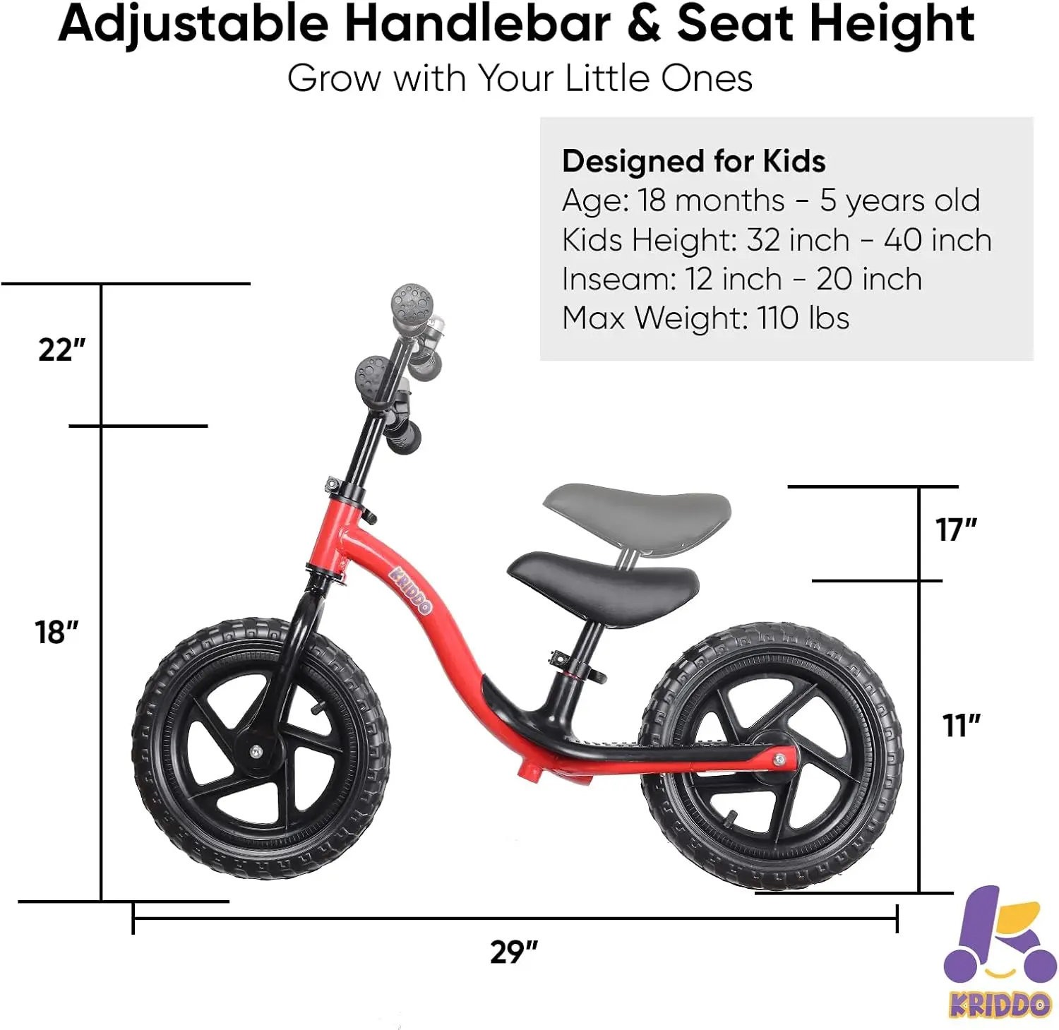 Vélo d'équilibre coule pour tout-petits, vélo à pousser, apprentissage précoce, équilibrage stable, 2 ans, 24 mois à 5 ans, Gi