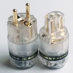 SONARQUEST  High Quality Schuko Power Plug 24K ST-GE(T) + ST-GC(T) Gold Plated EU & IEC HIFI Diy Connector