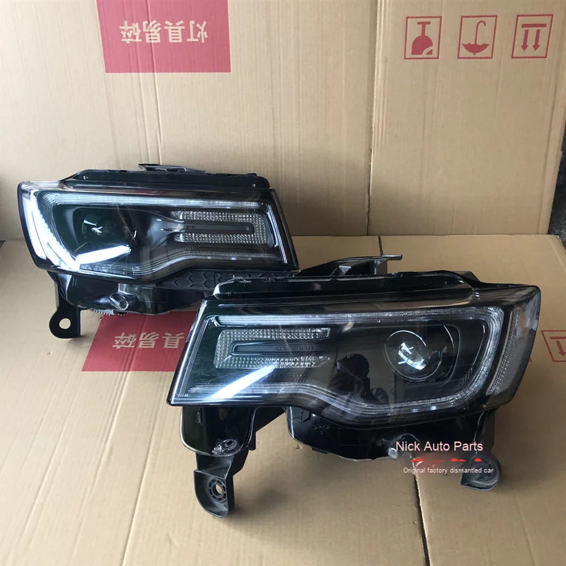 For Jeep New Grand Cherokee Original LED Headlight Assembly 6000k Blackened Daytime Running Light Lamp High Color Temperature