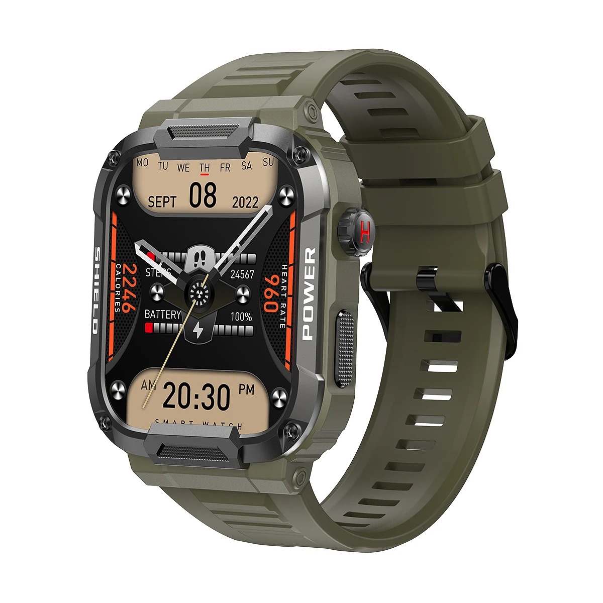 Montre intelligente de sport étanche pour homme, appel Bluetooth, cadran personnalisé, suivi de la condition physique, fréquence cardiaque, IP68, MK66, 1.85 pouces, 400mAh