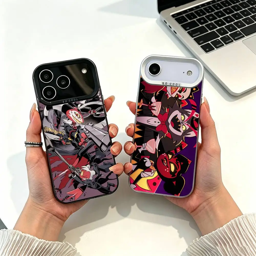

H-Hazbin Hotel-Helluva Boss-s Phone Case For iPhone 11 12 13 14 15 16 17 Pro Max Plus white silver Phone Cover
