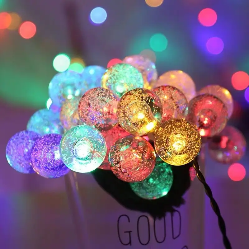 Outdoor Solar Bubble Ball String Lights IP65 Waterproof 8 Modes LED Ambient Lighting for Camping Garden Decoration