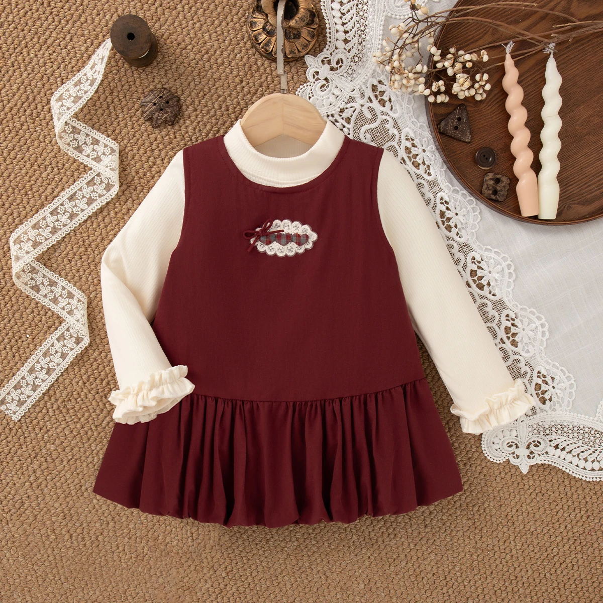 

Baby Girl Dress Autumn And Winter Cotton Bow Knitted Base Shirt Vest Skirt Girls Dresses Cartoon Sweet Beauty Baby Clothing ﻿
