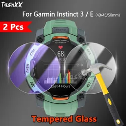 2Pcs For Garmin Instinct 3 E Solar AMOLED 45 50mm 2.5D Slim HD Clear / Anti Purple Light 9H Tempered Glass Screen Protector Film