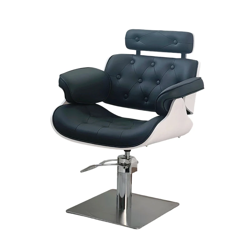 Hot Fashion Stainless Steel Modelling Barbers Shop Chair Black and White Hydraulic Pump Barber Chair