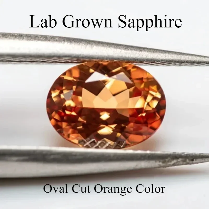 

Lab Grown Sapphire Oval Cut Orange Color Gemstones for Diy Jewelry Making Pendant Material Selectable AGL Certificate