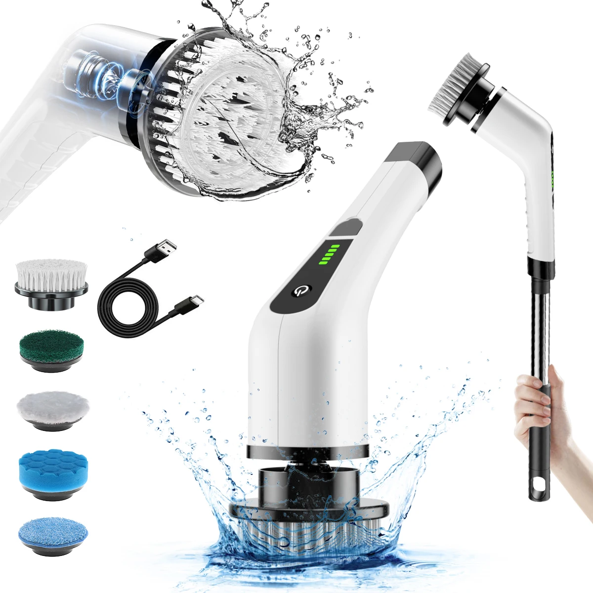 

USA Warehouse Short Spin Scrubber Cordless Cleaning Brushes Household Cleaning Products Floor Scrubber With 2Gears Adjustable