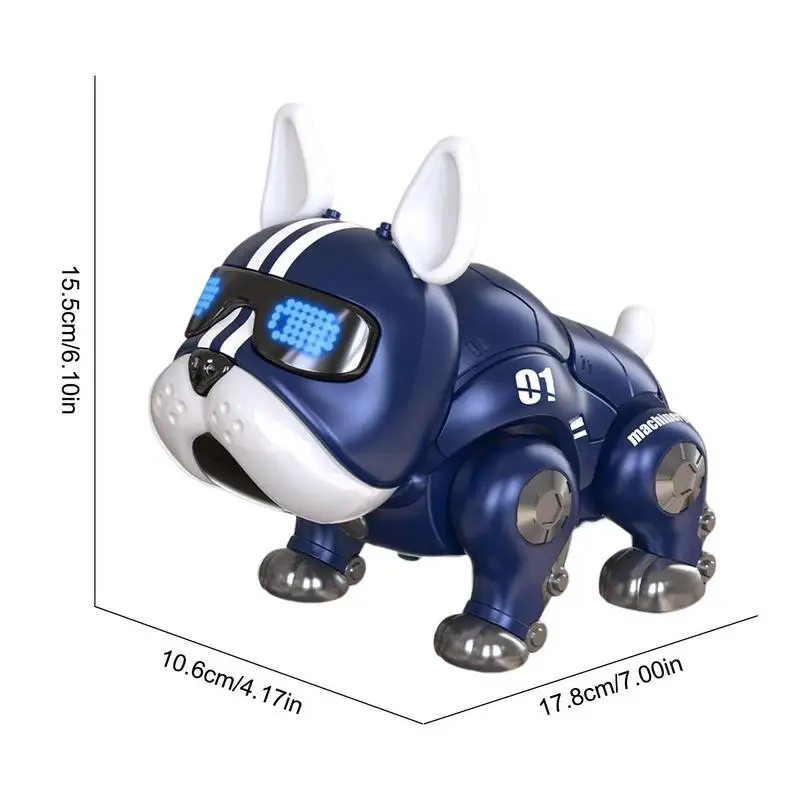 Robot de Bulldog de música de baile para niños, perro interactivo inteligente con luz, juguetes para niños, juguete de educación temprana para bebés, niños y niñas