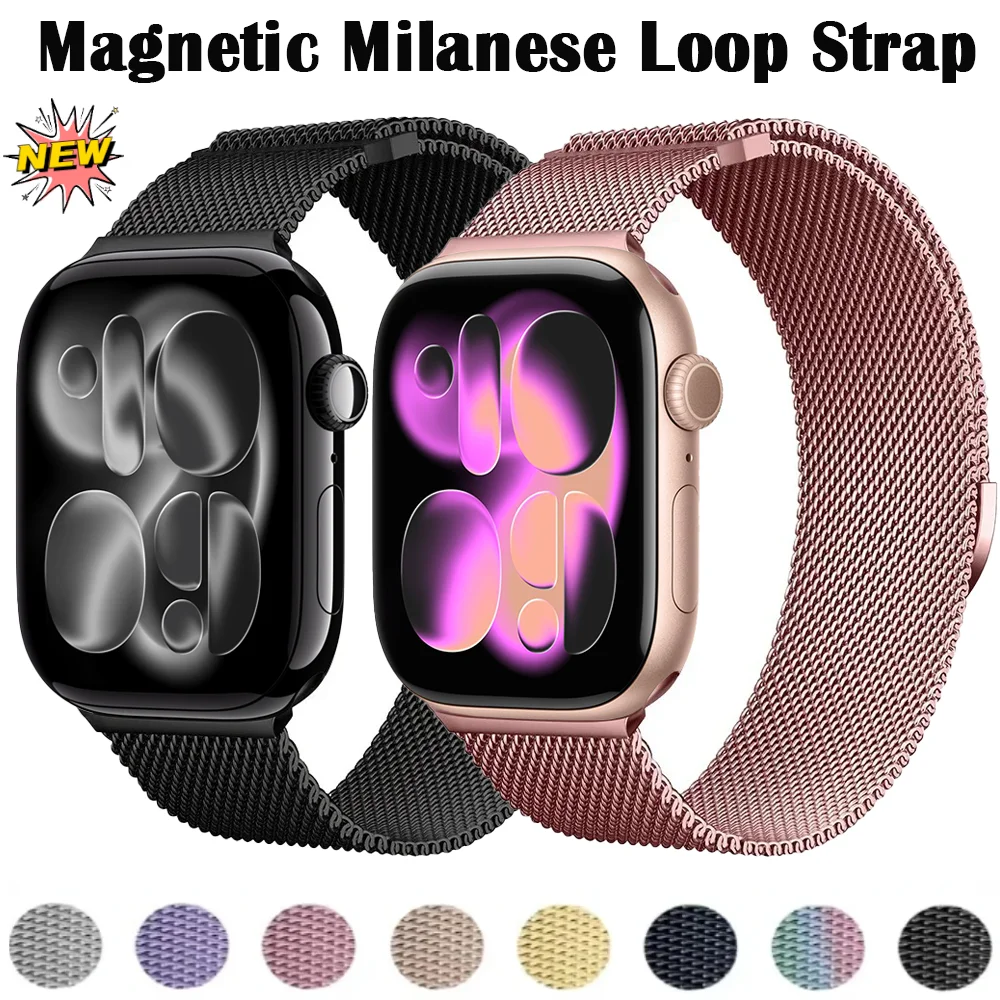 Magnetisches Milanese-Loop-Armband für Apple Watch Ultra 3 49 mm 11 10 42 mm 46 mm Band 9 8 7 6 5 4 SE 45 mm 41 mm 40 mm 44 mm Metallarmband