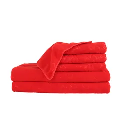 2pcs/set Towel Set Red Cotton Wedding Birthday Embroidered Flower Absorbent Hand Face Shower Bath Towels Bathroom Home Hotel