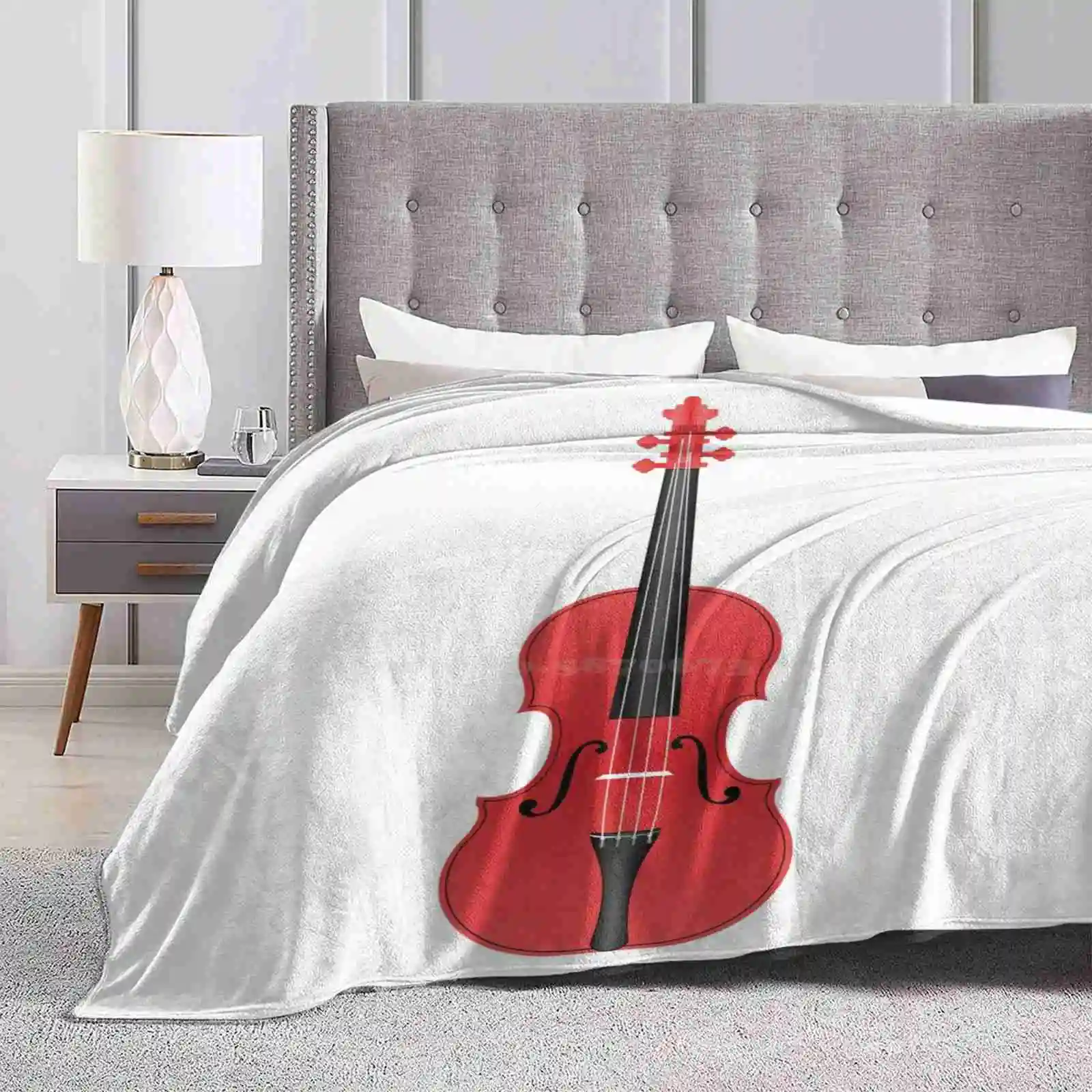 Violin Red Four Seasons Comfortable Warm Soft Throw Blanket Music Instrument Red Fiddle Kit Violin Dresse Violin Scarve Violin