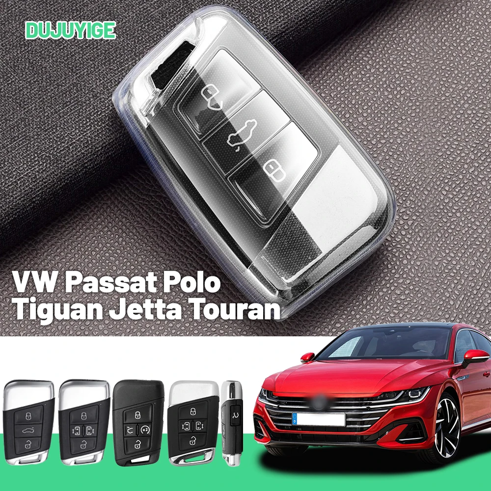 Clear TPU Car Key Case For VW Passat Polo Tiguan Jetta Touran UP e-Up Key Fob Cover Protector Shell Auto Accessories