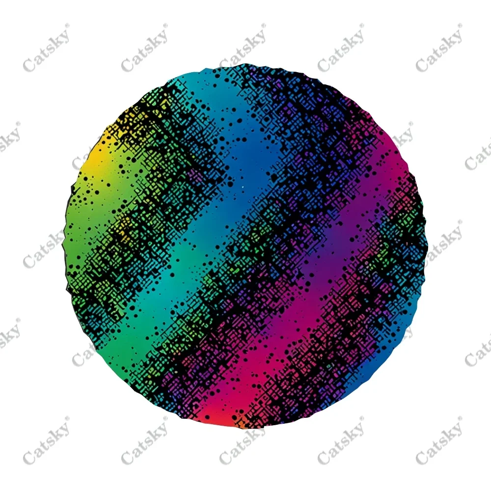 Random Rainbow Splats Polyester Universal Spare Wheel Tire Cover Custom Tire-Covers for Trailer RV SUV Truck Camper