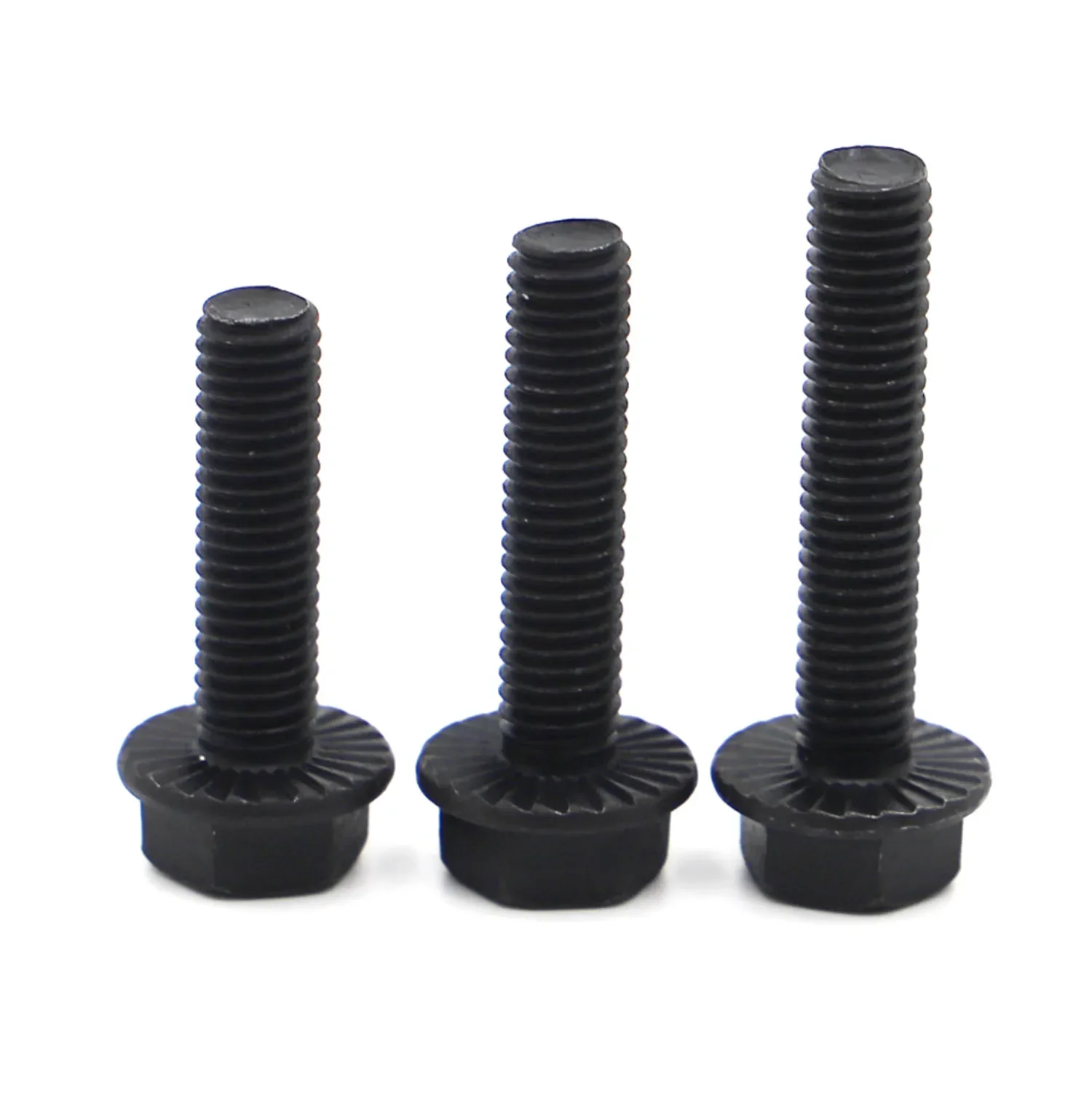 GB5789 Black Grade 10.9 Carbon Steel Hexagon Flange Bolts With Tooth Anti-slip Screw M5 M6 M8 M10 M12