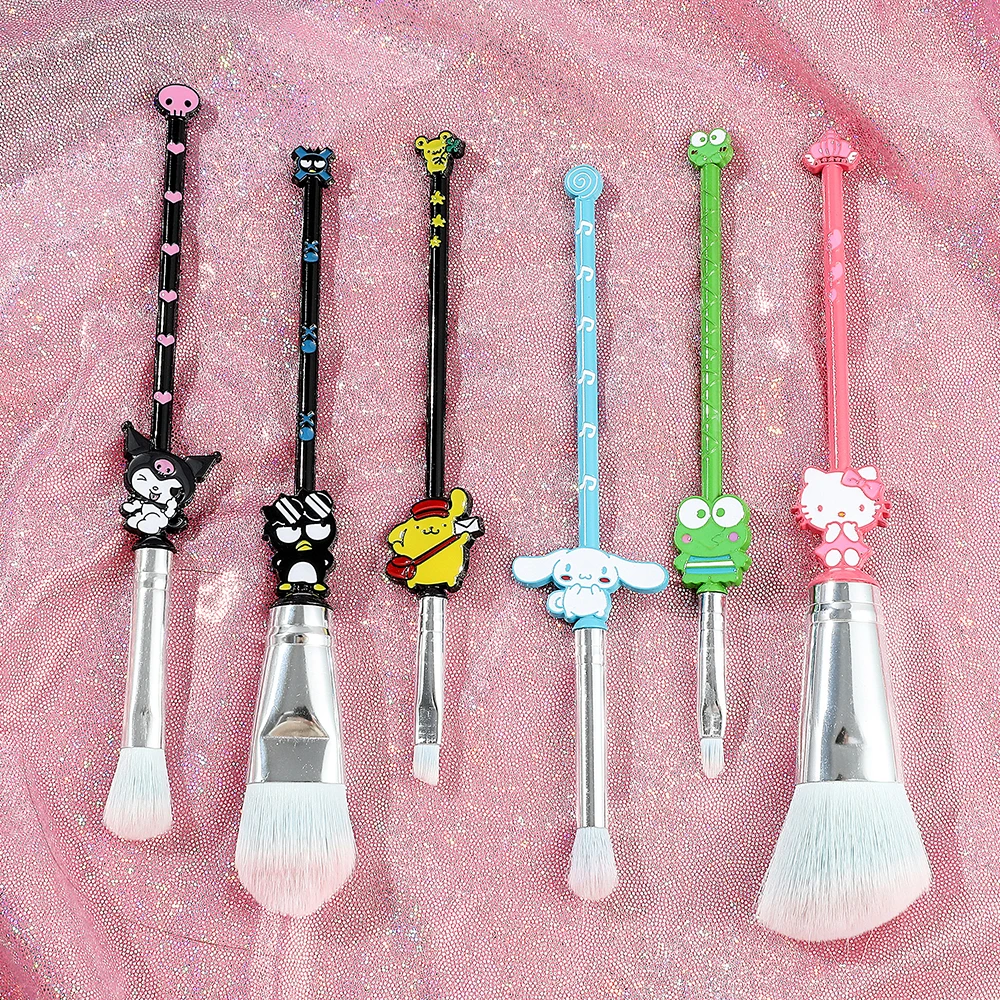 6pcs/set Sanrio Hello Kitty Cat Makeup Brushes Eyeshadow Cartoon Makeup Brushes Kawaii Cosmetic Brushes Women Beauty Tools Kits