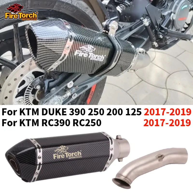 Sistema de escape para motocicleta KTM DUKE 125 250 390 RC390 RC250 2017 2018 2019, tubo de enlace intermedio y silenciador