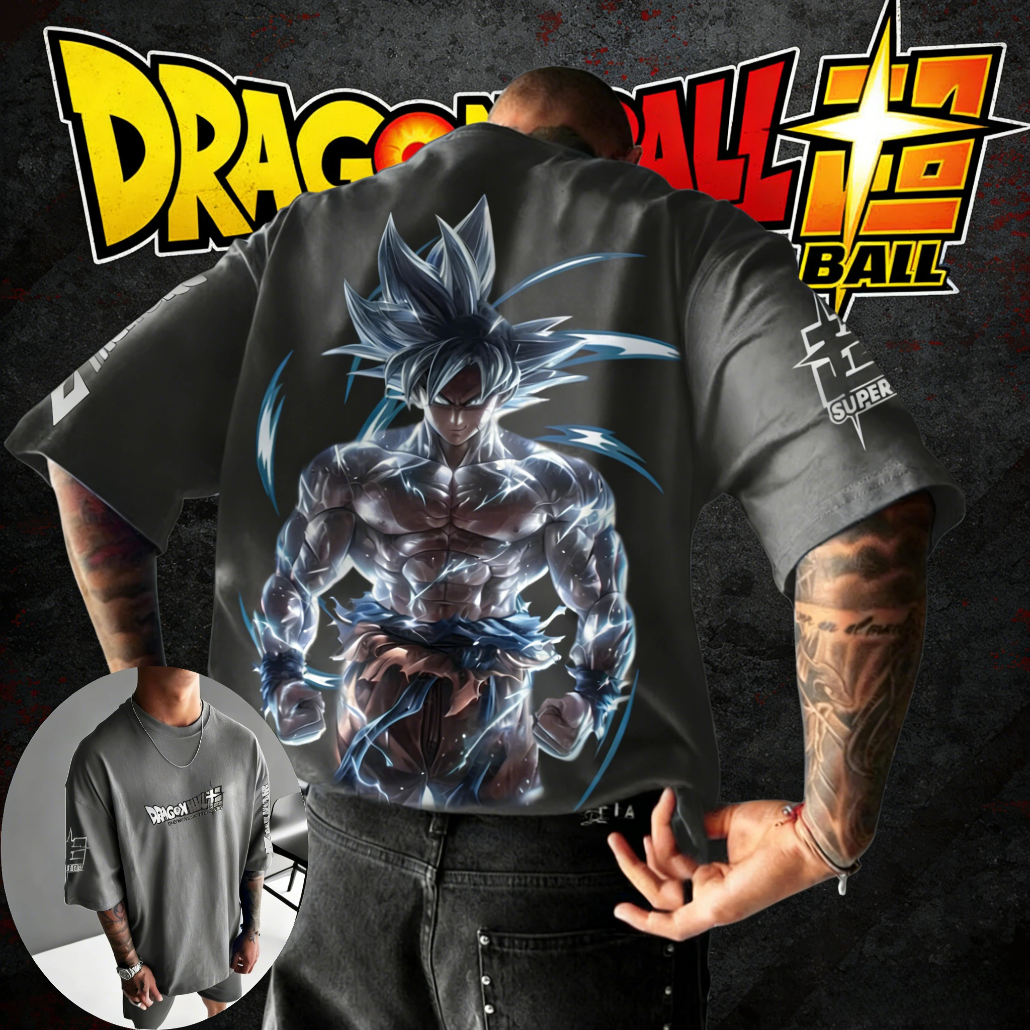 

2026 Summer Dragon Ball Pure Cotton Retro T-Shirt Oversized Unisex Kids Harajuku Style Sports Tee with Goku Ultra Instinct Print