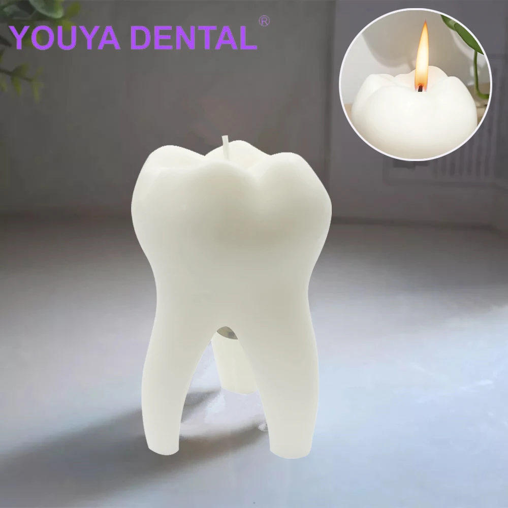 1Pcs Creative 3D Tooth Shaped Candle Dental Room Aesthetic Decor Long Lasting Candles for Dentist Clinic Desk Supplies Gifts