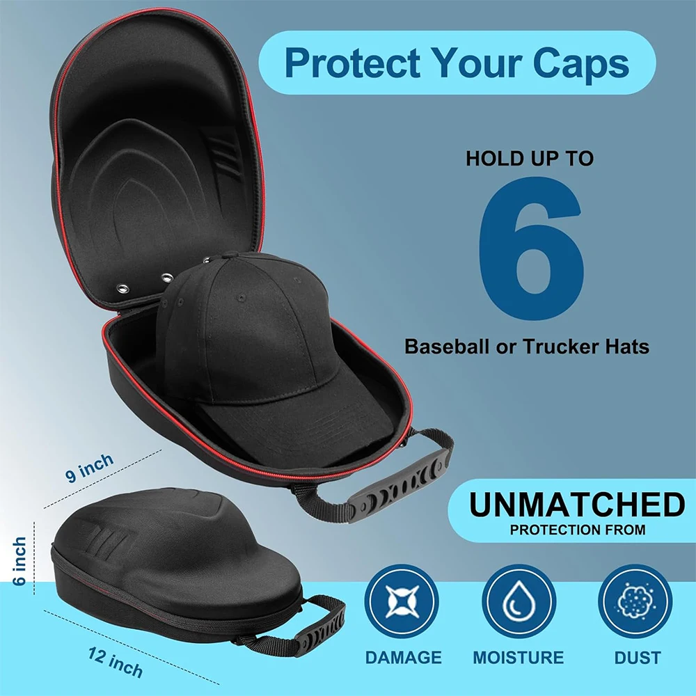 1 Pc Hard Baseball Hat Carrier Storage Case Hat Travel Case for Baseball Caps Baseball Hat Organizer with Carrying Handle