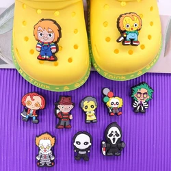 Good Quality 1pcs PVC Shoe Charms Scary Clown Ghost Grim Reaper Accessories Kids Shoes Ornaments Fit DIY Party Gift