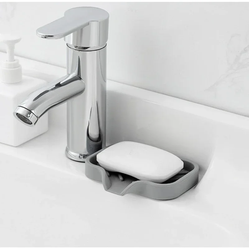Sink Scrubber Brush Soap Storage Rack Kitchen Organizer Sink Silicone Tray with Drain Soap Sponge Storage Holder Countertop New