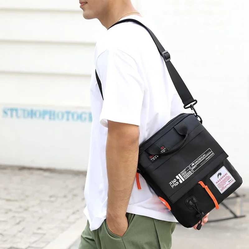 Bolsa de Ombro de Nylon para Homens Bolsas de Negócios Masculinas, Bolsa Crossbody Leve para Meninos, Pode Carregar A4, Nova Marca, Alta Qualidade