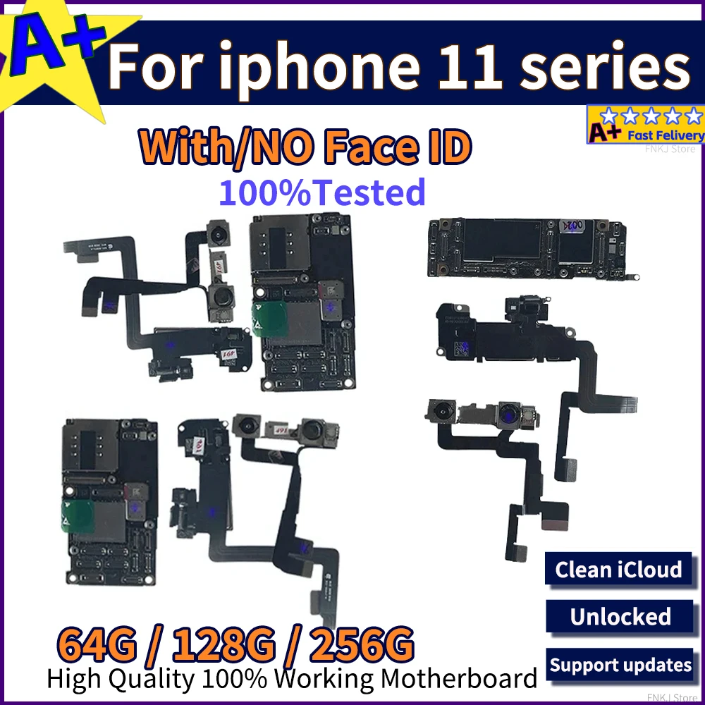 100% Tested Wokring For iPhone 11&11 pro&11 Pro Max Motherboard With Face ID Unlocked Logic IOS Clean Free iCloud Board Plate A+