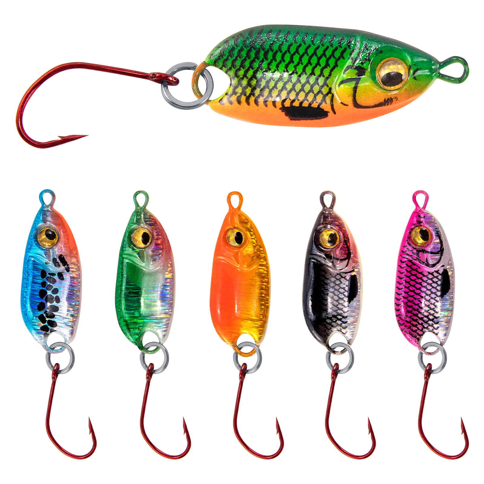 6pcs Micro Spoon Lure Trout Baits Single Hook Spinnerbait 5.7g for Crappie Panfish Perch Fishing Lure