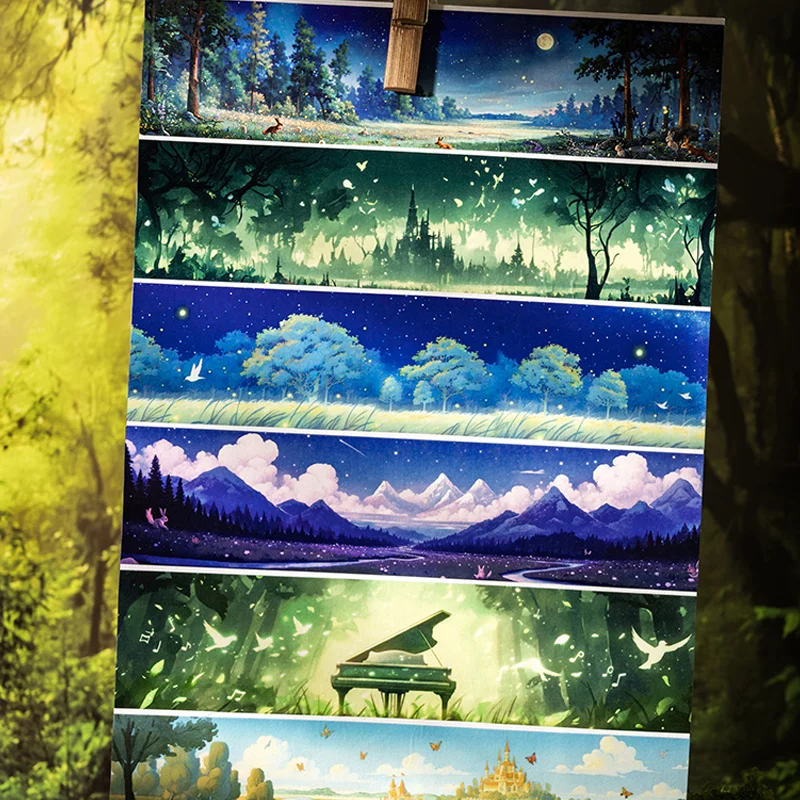 Mr. Paper 3rolls Washi Tape Forest Scenery Landscape Scene Stickers For Handbook Journal Collage Photo Album Frame Decoration