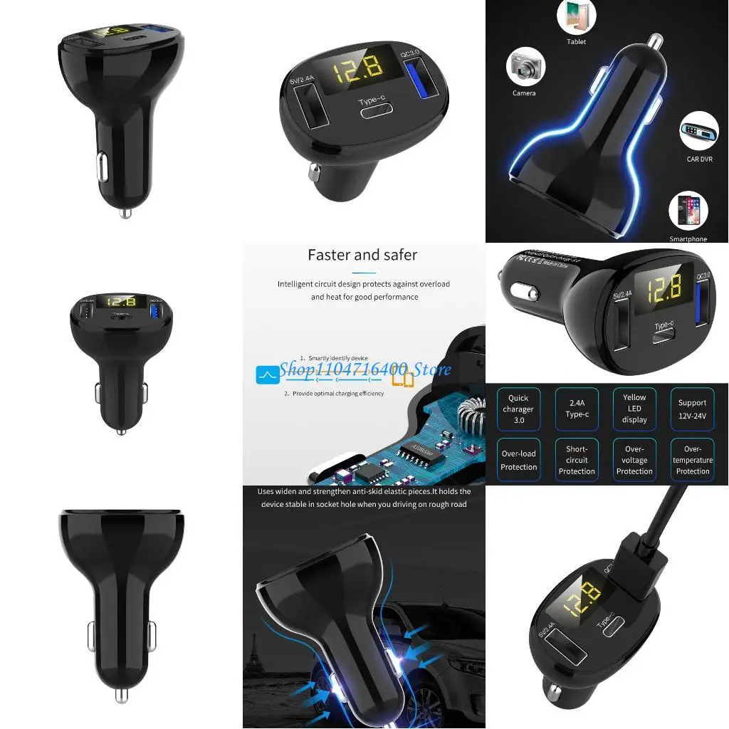 

y1gd Dual USB Outlet for Car Boat RV 12-24V Dual USB Port for QC Type C