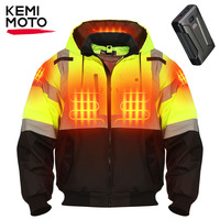 KEMIMOTO Heated Jacket Men Winter Warm Heating Safety 20000mAh Battery 3-in-1 High Visibility Jacket Waterproof for Outdoor Gear