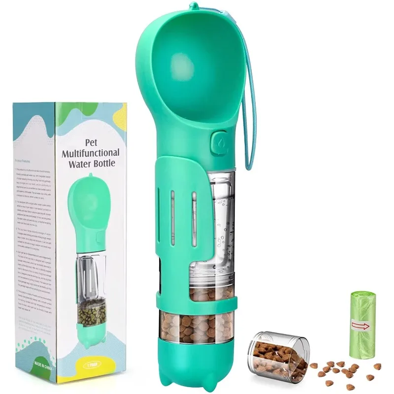 

Портативный пластиковый диспенсер для воды для домашних животных и миска для еды для прогулок, путешествий, пеших прогулок с бутылкой для воды для ваших собак FFEEDER