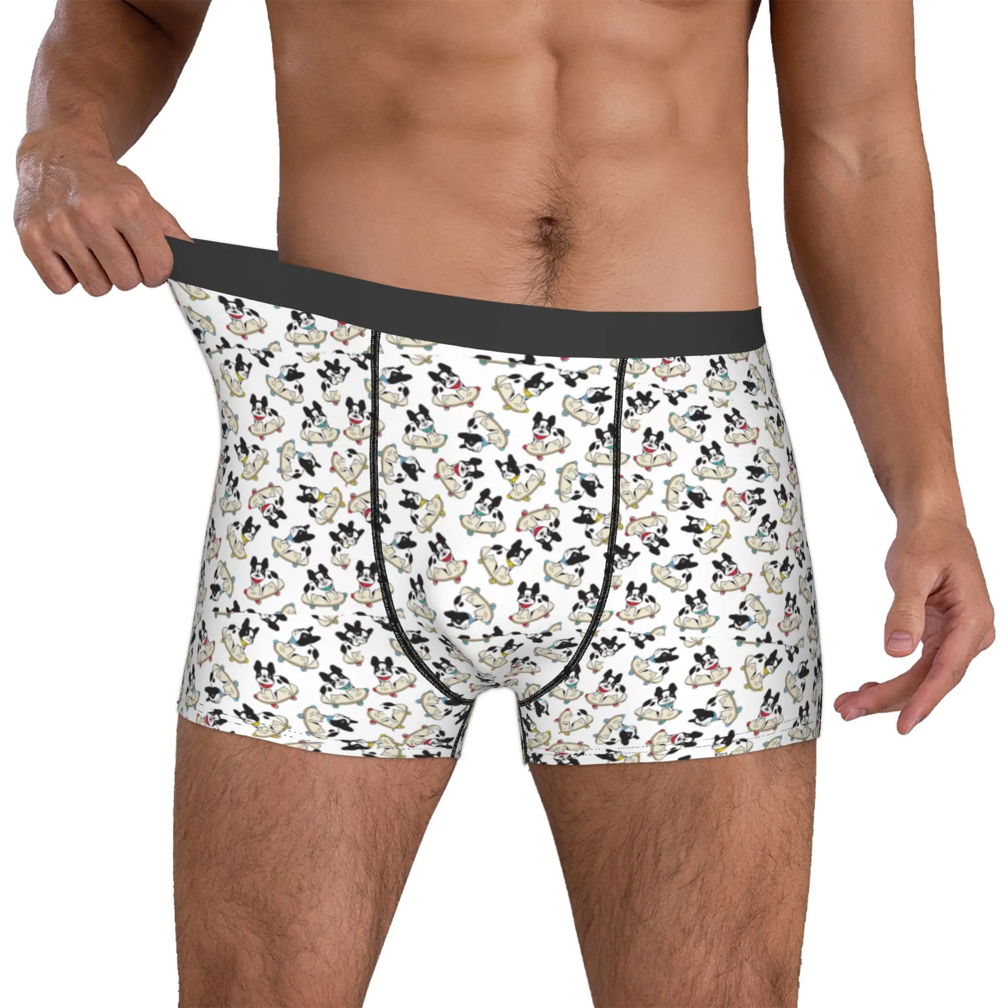 Customized French Bulldog Underwear Men Print Frenchie Dog Lover Boxer Briefs Shorts Panties Soft Underpants