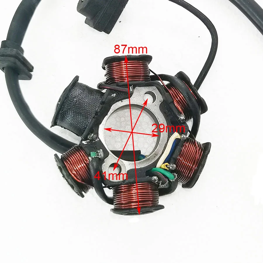 6 Coil Pole 5 Wires Magneto Flywheel Stator Rotor for 50cc 70cc 90cc 110cc 125cc Pit Dirt Bike ATV Buggy Peace Taotao Sunl etc..