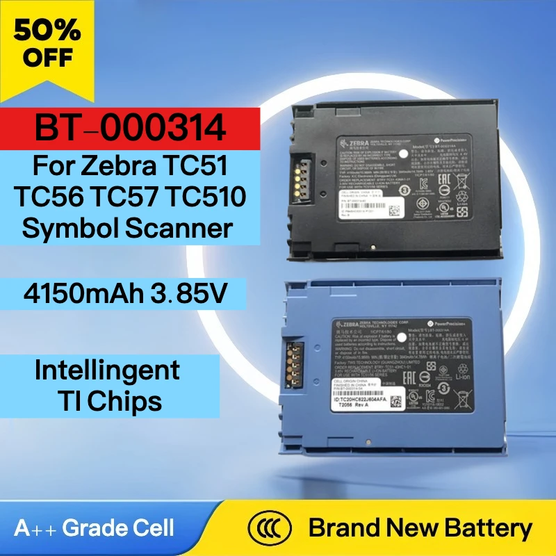 

Новый сменный аккумулятор 4150 мАч 3,85 В BT-000314 BT-000314-01 BT-000443 для Zebra TC51 TC56 TC57 TC510, аккумулятор для символа сканера