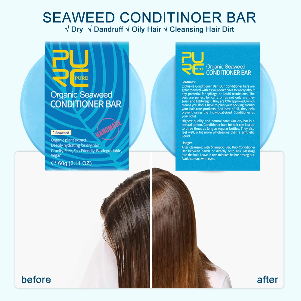 PURC Conditioner Seaweed/Lavender/Coconut/Citrus Eliminate Dry and Frizz Hair Mask after Shampoo Shine Solid Soap Hair Care