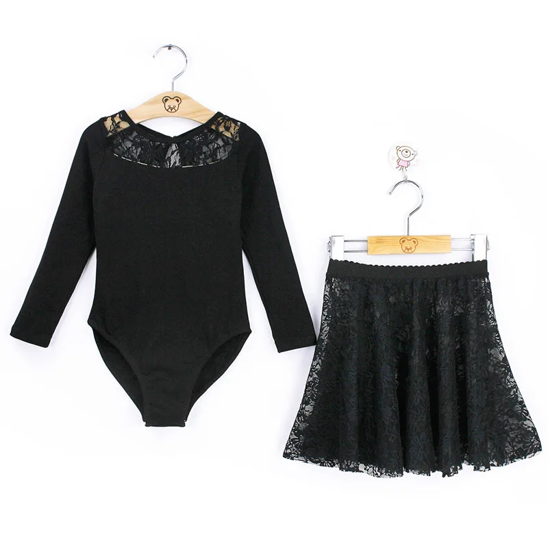 Girls Ballet Leotards Black Gymnastic Leotards Lace Skirted Leotards Long Sleeve Kids Toddler Bodysuit Swimsuits Clearance Sale