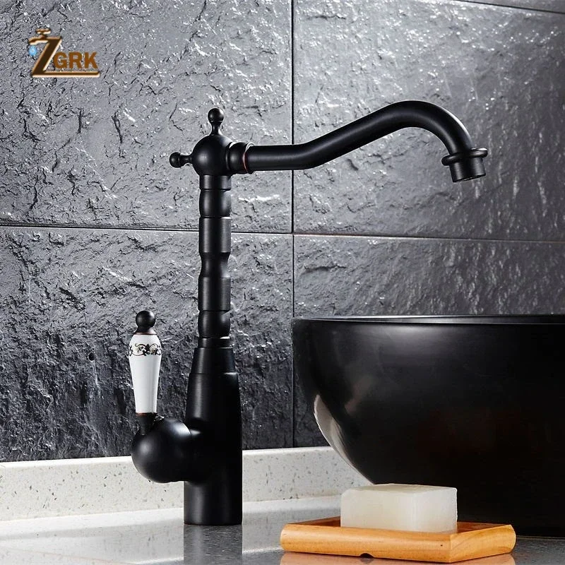 Bathroom Black Basin Faucet Hot and Cold Basin Mixer Tap Oil Rubbed Finished Bathroom Sink Faucet Single Handle Water Tap