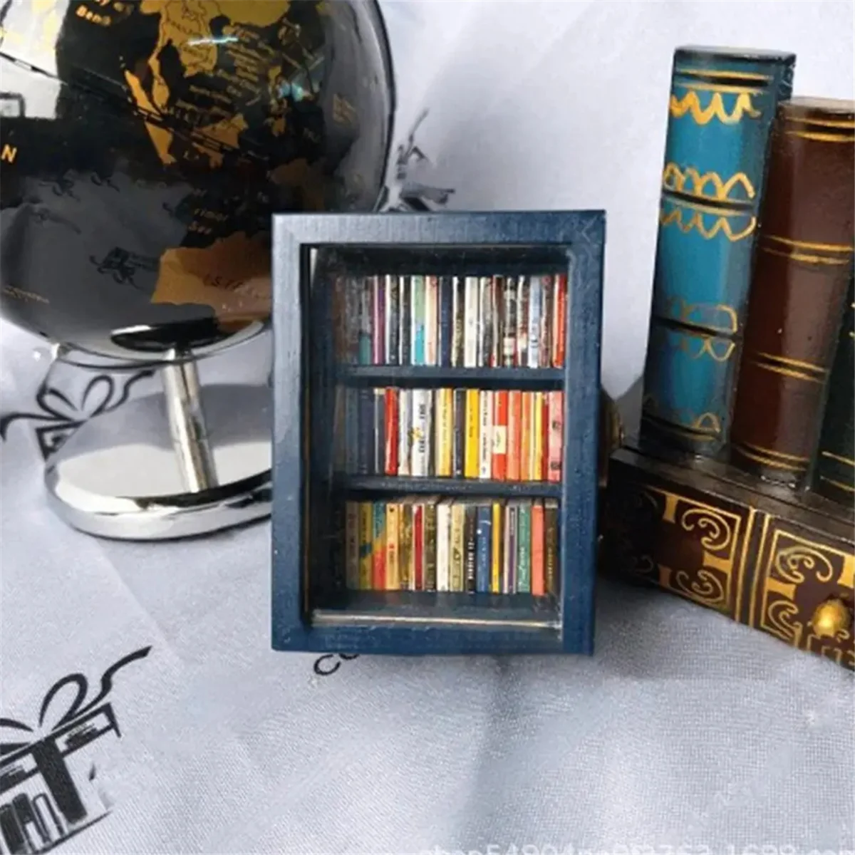 

Miniature Bookshelf Pocket Anxiety Bookshelf Wooden Tiny Book Library Stress Reliever Bookshelf Tabletop