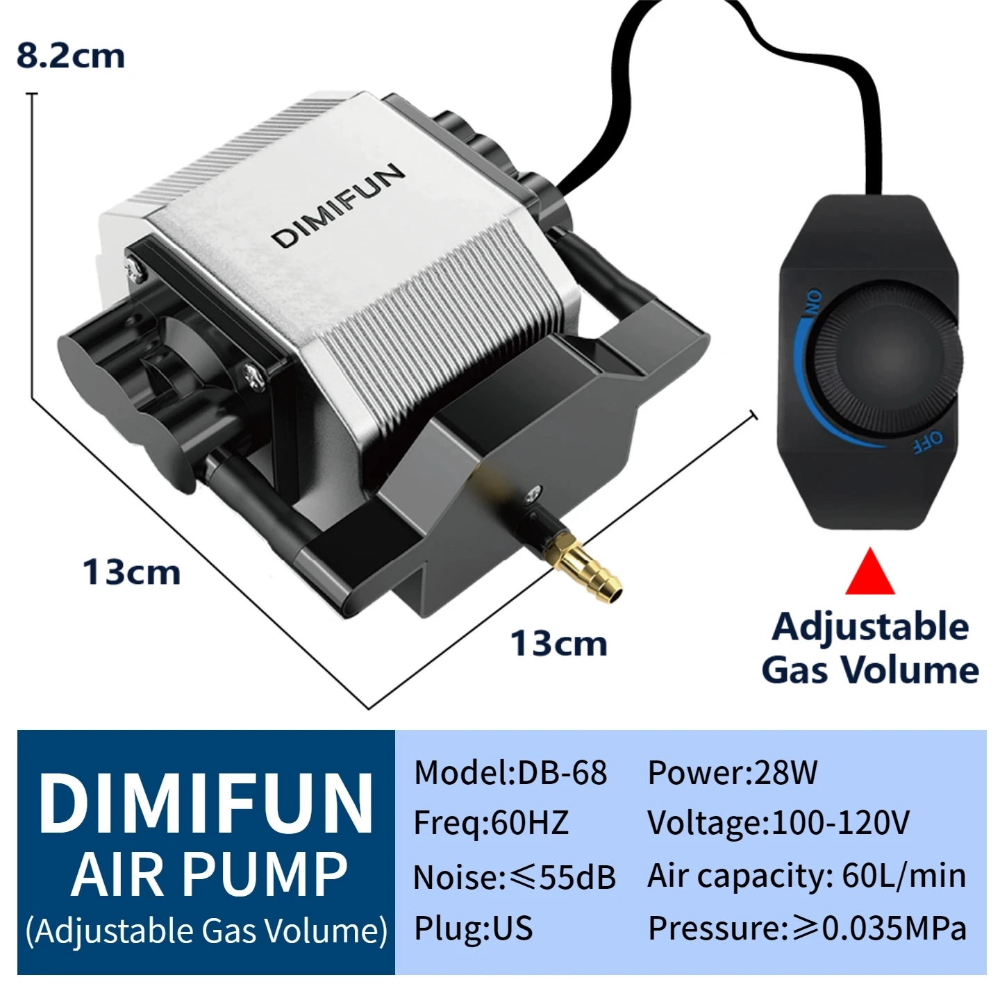 DIMIFUN 28W luchtcompressor Air Assist-pomp met 60L / Min luchtuitgang voor alle merken CNC-lasergraveur