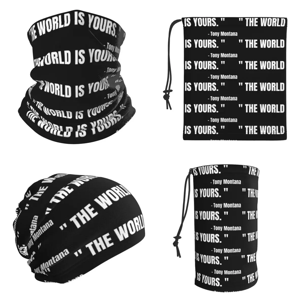 Scarface Tony Montana The World Is Yours Movie Bandana Neck Cover Printed Wrap Scarf Multi-use Face Mask Unisex Adult Windproof