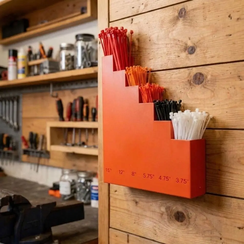 3D Printed Wall Mounted Tool Hanger Compact Wall Type Solid Integrated Forming Cable Tie Organizer Slim Outline